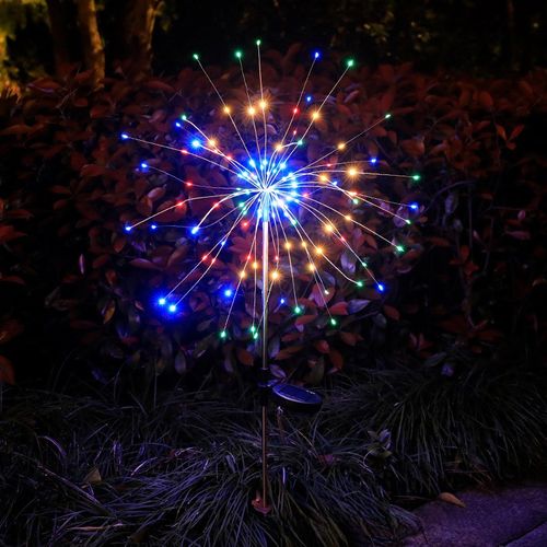 （2 packs）Solar-Powered Firework Fairy Lights - Waterproof Outdoor Camping Atmosphere Lamp - Solar Ground Spike Firework Light