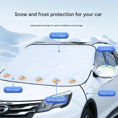 Car Front Windshield Snow & Sun Shade - Thickened Magnetic Half Cover Car Cover, Snow Shield for Anti-Snow & Frost Protection