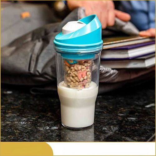 New Dual-Layer Breakfast Cup - Leak-Proof, Portable & Insulated Container for Cereal and Milk