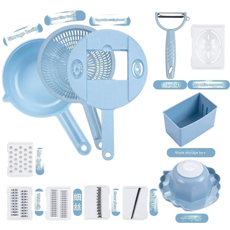 Multi-functional vegetable cutter that is gentle on hands  board-style potato shredder for thick strips, home-use grater.