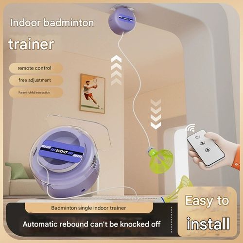 Single Player Badminton Trainer - Automatic Rebound Self-Hit String Suction Cup Practice Device - Solo Swing Badminton Trainer