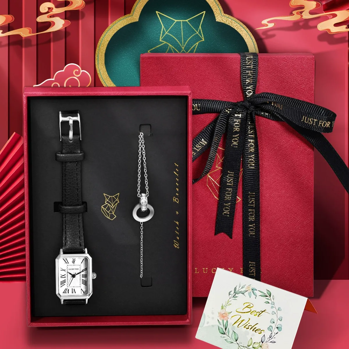 TOMI Watch with Bracelet Set  Minimalist Retro Watch and Bracelet Gift Box Includes Greeting Card  The Perfect Gift Choice