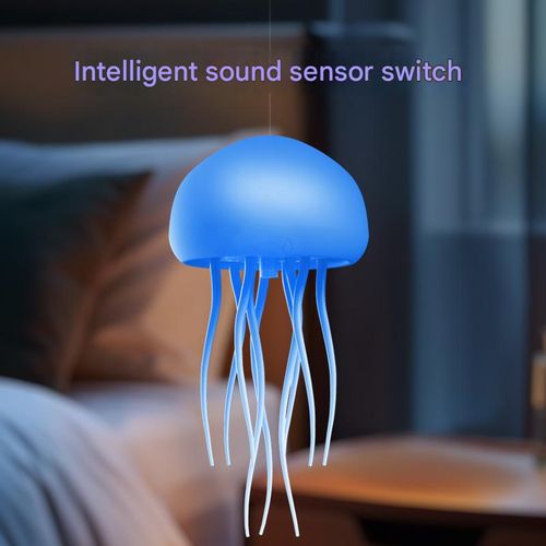 Hot-selling intelligent voice-controlled jellyfish lamp, atmosphere lamp, night lamp, flexible tentacles, colorful gradient desktop ornaments