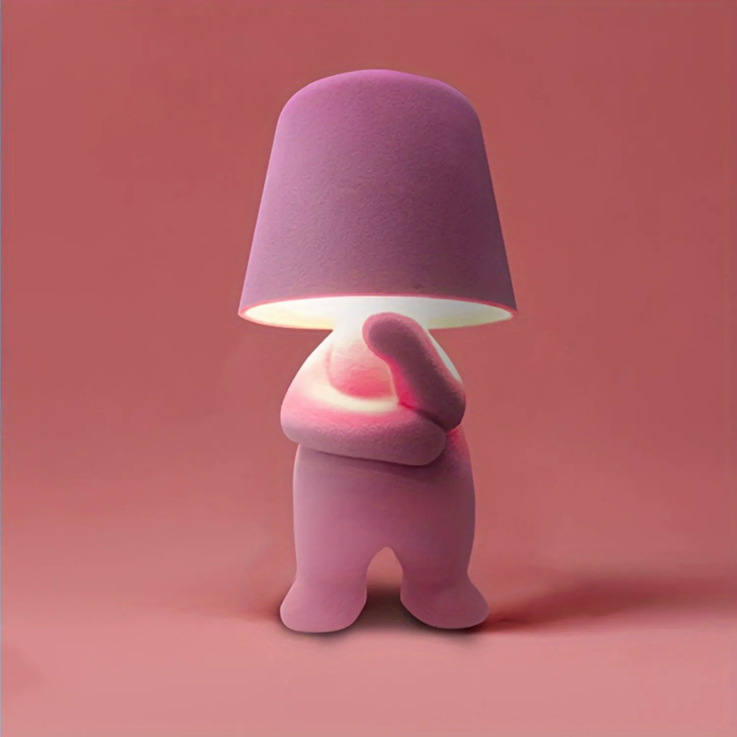 Creative Figurine LED Touch Bedside Lamp - Decorative Table Lamp with Colorful Plush Fabric