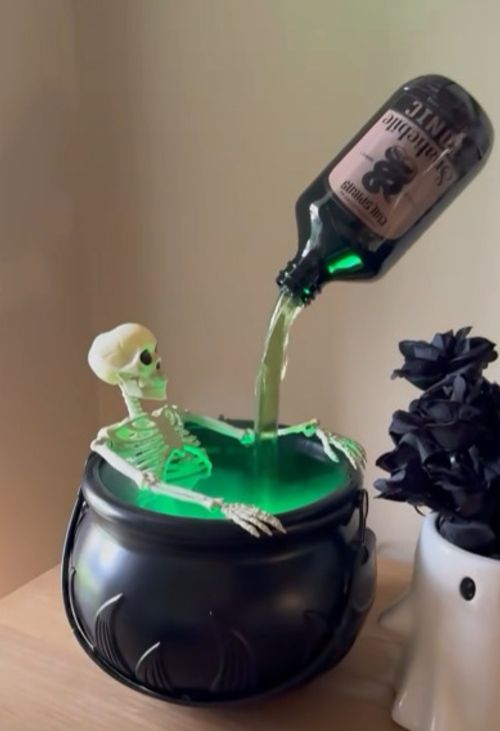 Halloween Decorations with Magic Floating Bottle Diffuser & Black Bat Bucket for Hocus Pocus Party