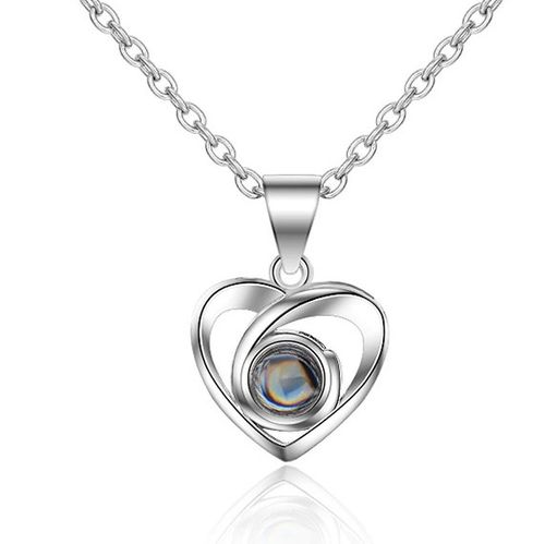 （Gift box not included）S925 Sterling Silver Heart Pendant Necklace - 100 Ways to Say I Love You Love's Memory Necklace