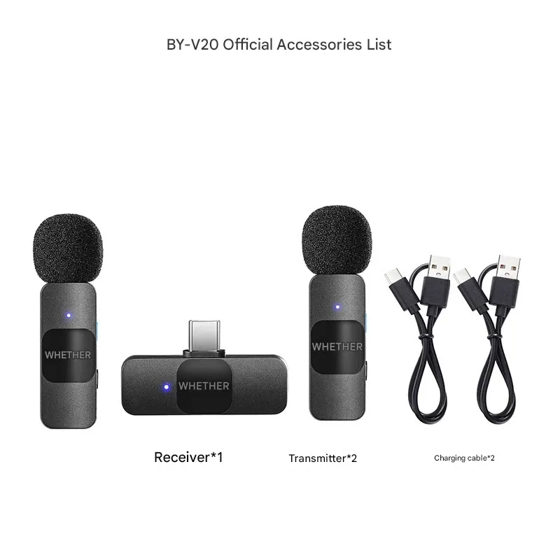 BOYA BY-V20 Dual-Channel Clip-on Wireless Lavalier Microphone System - 2-Person Recording for Smartphones & Cameras