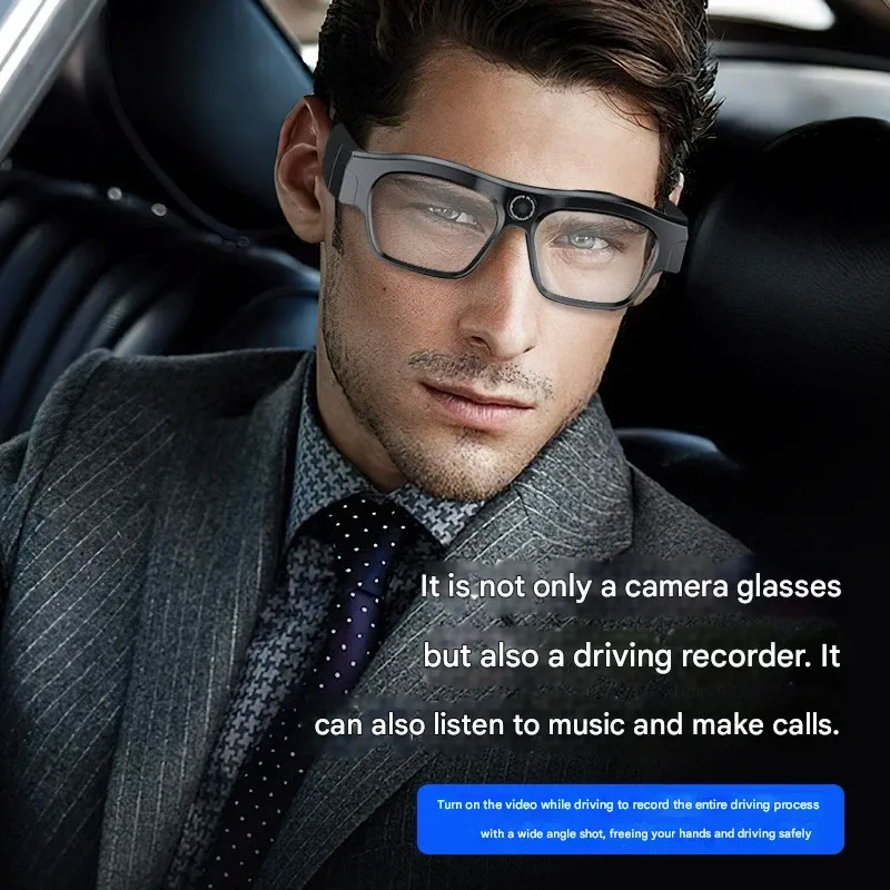 Next-Gen Head-Worn Fashion Smart Bluetooth Glasses – 64GB Storage Interchangeable Prescription Lenses & 4K Ultra HD Camera