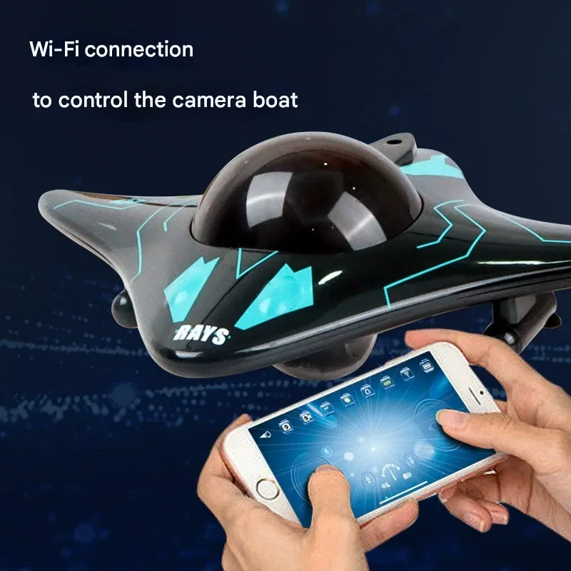 WiFi-controlled 6-channel mini remote control boat with real-time underwater video transmission