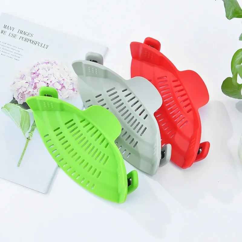 Kitchen Silicone Water Drainer  Pot Edge Water Baffle  Wide-Mouth Vegetable Noodle Filter