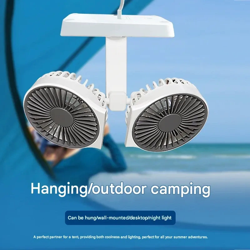 2026 Small Portable Mini Rechargeable USB Dual-Head Desktop Fan with 360-Degree Omnidirectional Cooling