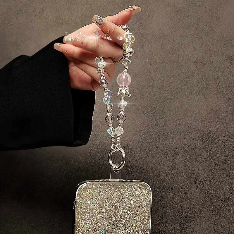 Premium Luxury Crown Crystal Pearl Phone Strap - Short Lanyard for Bags & Keys Elegant Accessory