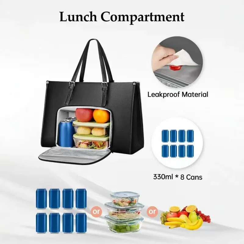 15.6  Laptop Bag + Lunch Box 2-in-1! The Ultimate Commuting Companion with Heat-Resistant Insulation!