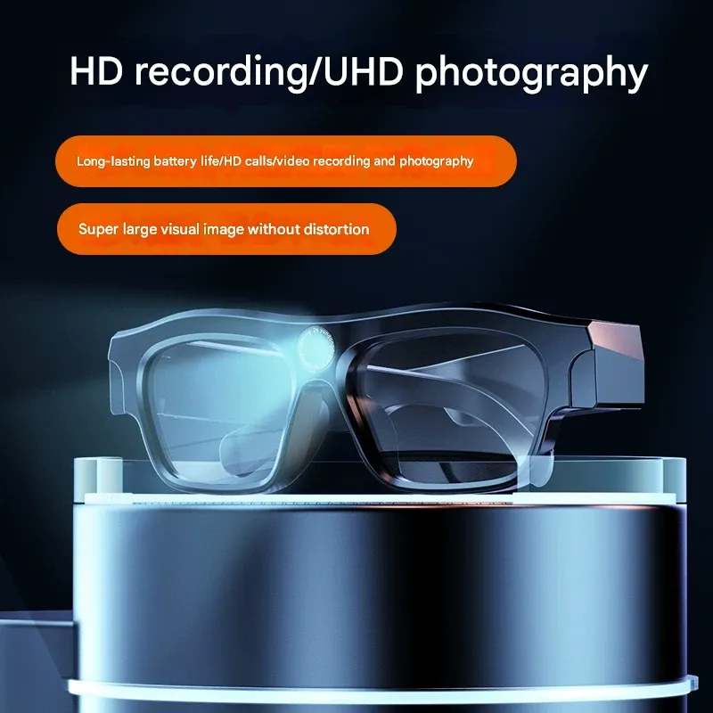 Next-Gen Head-Worn Fashion Smart Bluetooth Glasses – 64GB Storage Interchangeable Prescription Lenses & 4K Ultra HD Camera