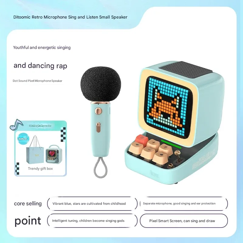 Divoom Mic - The Ultimate Cyberpunk Desktop Gadget!  Karaoke Speaker + 15 Retro Pixel Games + 9 Mic Voice Effects + Custom Pixel Art! The TOP1 Gift to Make Her Swoon!  If Your Boyfriend Gives You This, Prepare for Endless Praise!