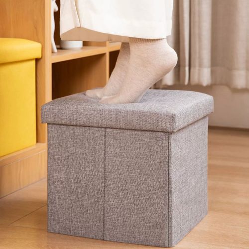 Cotton Linen Storage Stool  Foldable Shoe Changing Stool  Home Linen Storage Stool