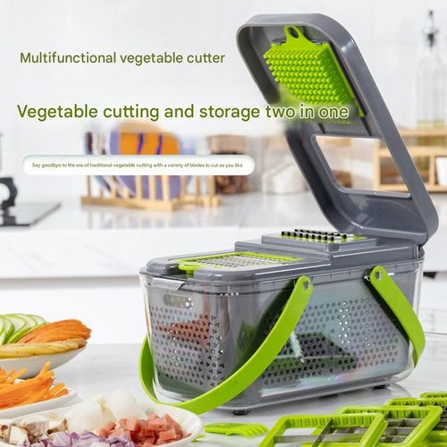 Household Vegetable Chopper Pro - 22-Piece Multi-Functional Food Slicer with Storage Container (Storm Rapid Chopper)