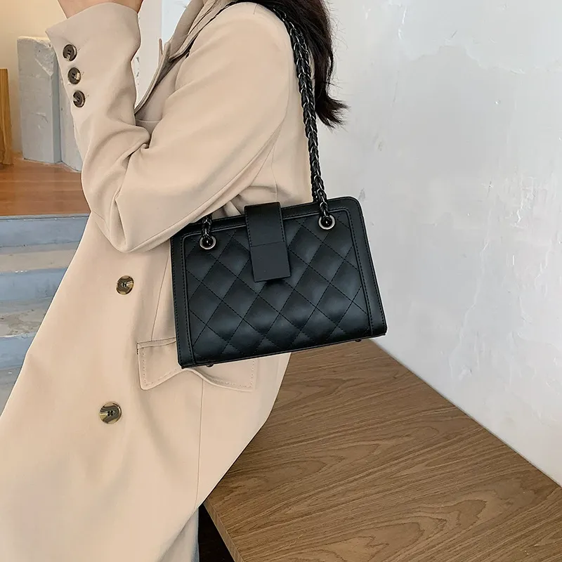 Autumn Winter New Korean Style Diamond Quilted Shoulder Bag Fashion Trendy Chain Crossbody Bag