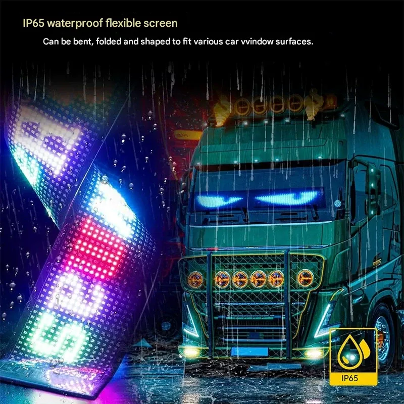 Truck & Car Devil Eye LED Lights - Bluetooth Dynamic LED Flexible Screen with Soft Display