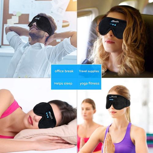 3D Bluetooth Sleep Mask Headphones for Insomnia, 100% Blackout Wireless Eye Mask with Headphones, 12H Playtime, HD Stereo, Adjustable for Side Sleepers, Travel, Yoga, Ideal Christmas New Year Gift for Women Men