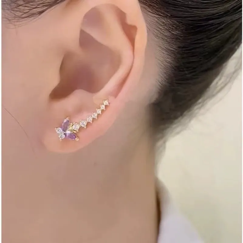 Elegant Purple Butterfly Ear Cuff – Niche Design  Exquisite & Versatile Stud Earrings – Unique Ear Jewelry