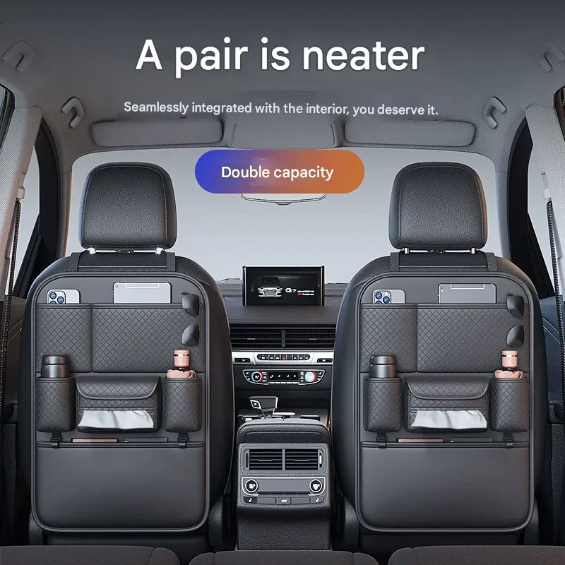 Car Seat Back Organizer Bag  In-Car Seat Back Storage Pouch  Multi-functional Kick-proof Storage Bag