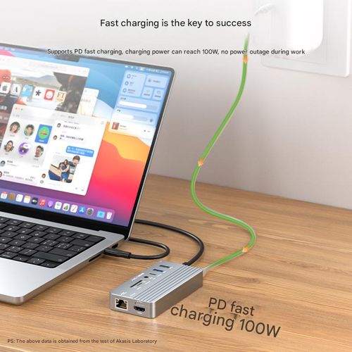 USB 3.1 Hub with Audio Jack  100W PD Fast Charging  Gigabit Ethernet   SD TF Card Reader   HDMI 4K60Hz