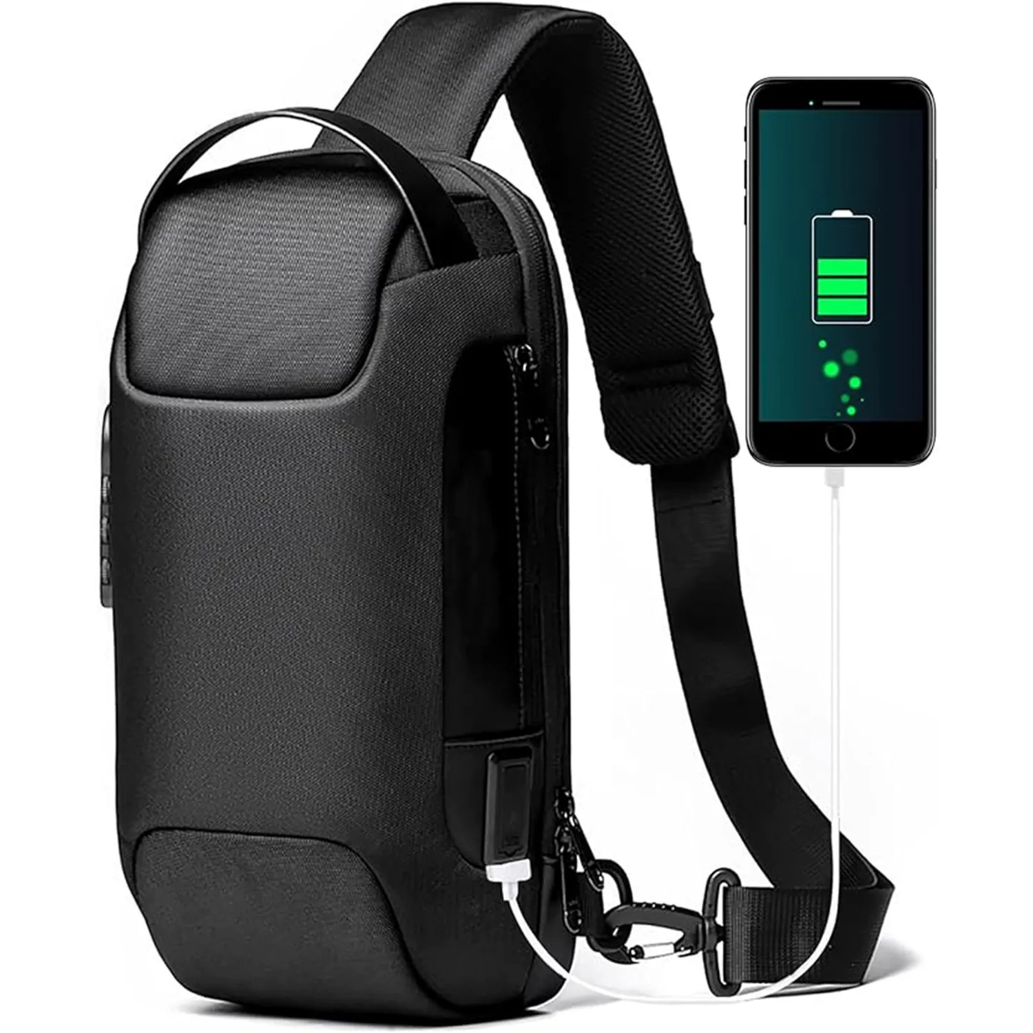 Waterproof, Scratch-Resistant Anti-Theft Combination Lock Crossbody Bag  Oxford Cloth Sporty Crossbody Backpack  Men's Single Shoulder Chest Bag
