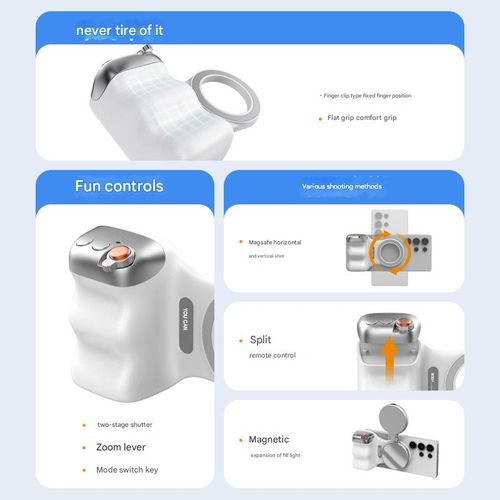 Magnetic camera handle for mobile phone, wireless Bluetooth camera, beauty and anti-shake