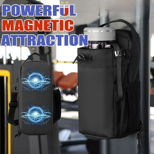 Magnetic Fitness Water Bottle Holder - Gym Sling Pouch with Strong Magnet