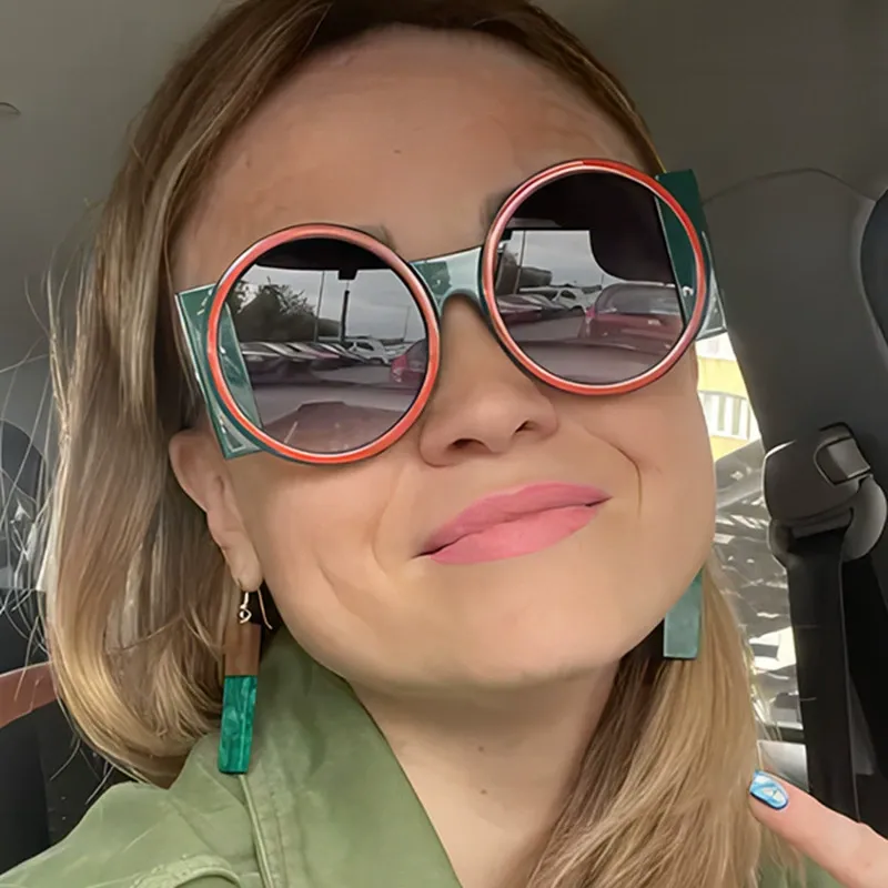 Vintage Round Frame Sunglasses (1 Pair), Large Frame Fashion Sunglasses for Everyday Use, Trendy Styling Sunglasses, Outdoor Sports Sunglasses for Men and Women