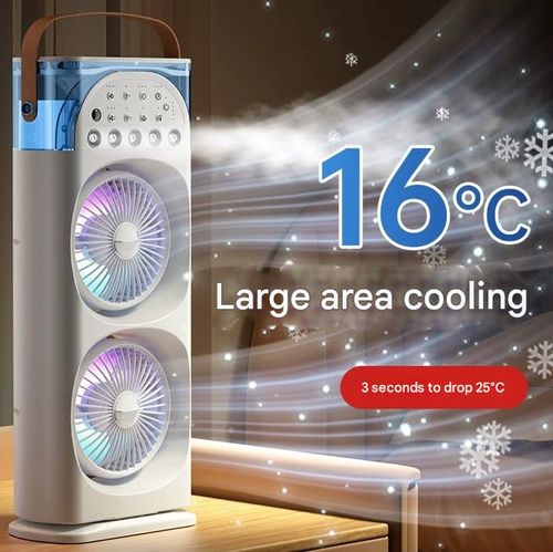 Cooling 5-Hole Mist Dual Fan  Home Office Desktop Cooling Aroma Diffuser with RGB Color Lights