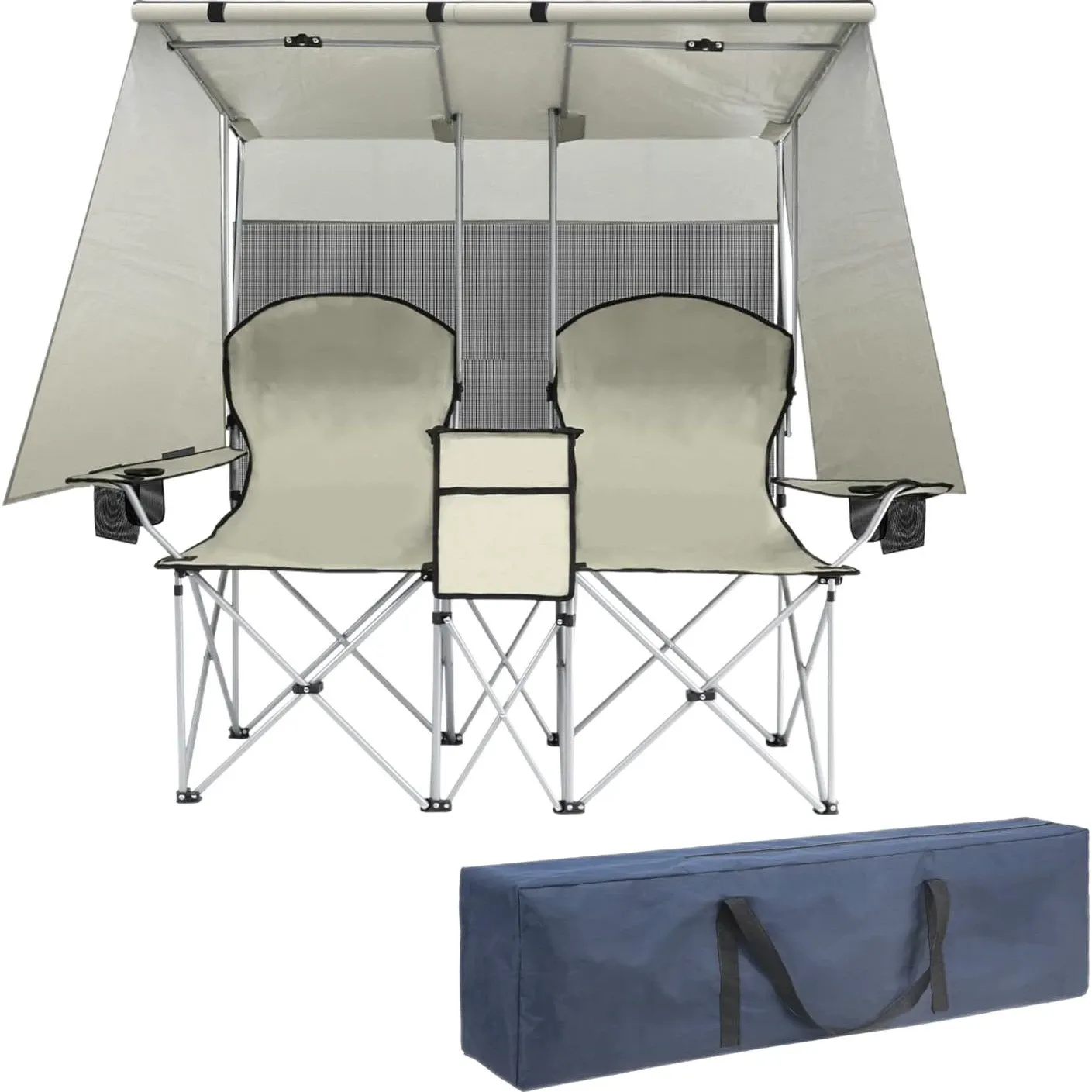 2-Person Outdoor Sun Shade Chair – Portable UV-Proof Love Seat for Camping & Beach