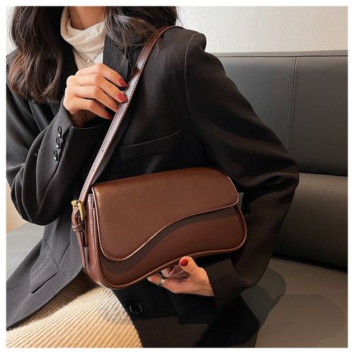 Women's Elegant Solid Color Flap Crossbody Shoulder Bag with Adjustable Strap, All-Season Fashion Commuter Single-Shoulder Purse