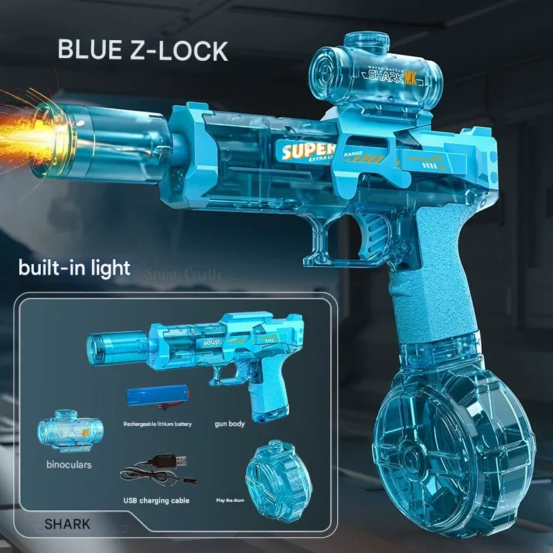 2025 New Electric Water Gun – Kids' Toy Water Spray with Rapid Fire, Flashing Lights, and Auto Manual Modes for Adults & Children