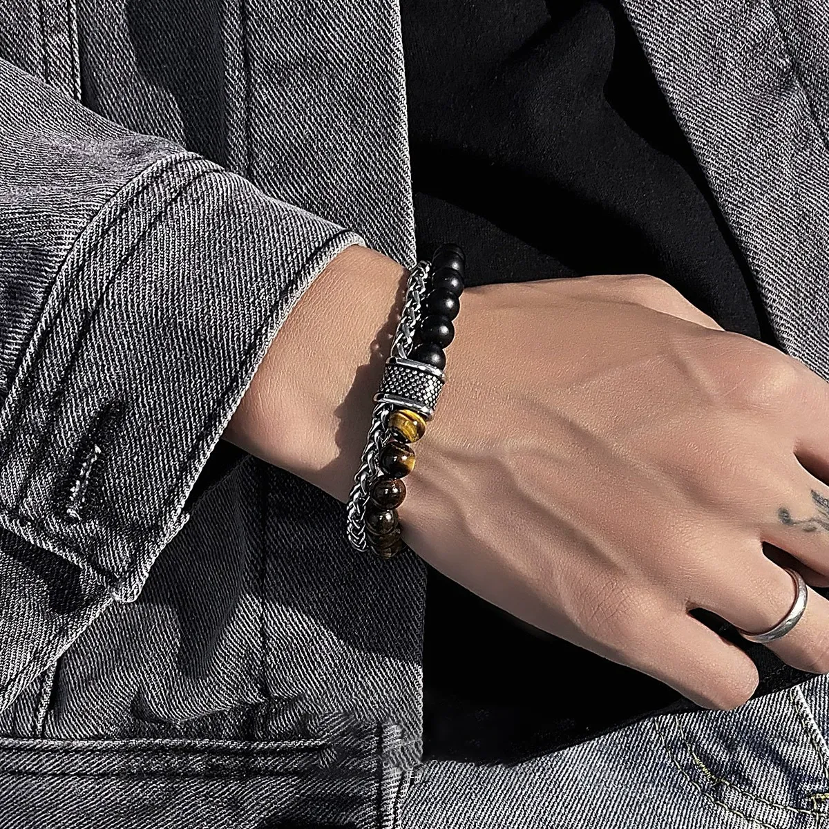 Men's Obsidian Bracelet - Premium, Trendy and Unique Black Stone Bead Strand
