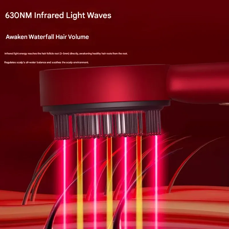 Electric Red Light Scalp Massage Comb for Hair Care, Home Use Hair Nourishing Comb, Kneading and Serum Guide Hair Growth Device