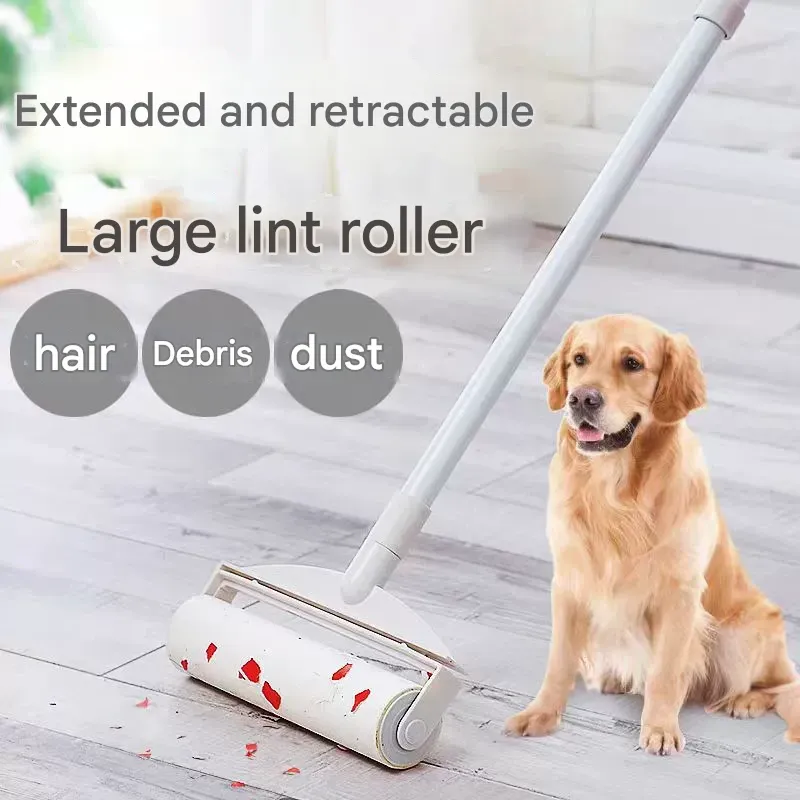 Heavy-Duty Lint Roller with Long Handle | Large Sticky Roller for Pet Hair, Dust on Bed, Floor, Furniture