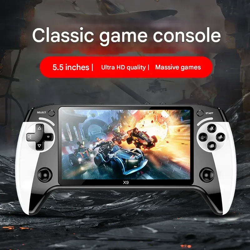 X9 Handheld Game Console - 5.5-Inch Screen, 10 Emulators for Arcade Classics & Retro GBA Gaming