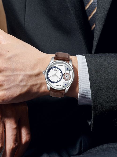 TOMI Watch Minimalist Non-Mechanical Watch, Fashion Gift Box Business Men's Watch, Trendy Leather Strap Men's Watch