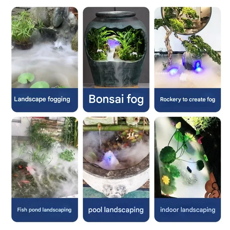 Multi-Function Rockery Fog Maker with Color LED Lights - Waterproof Ultrasonic Mister for Ponds, Fish Tanks, and Fountains