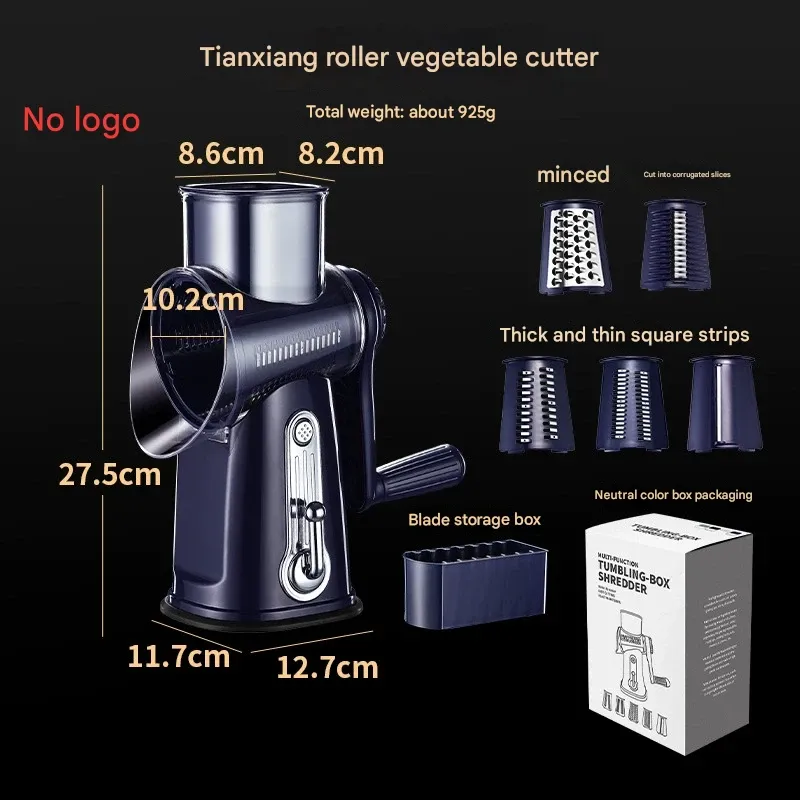 Kitchen Multi-function Rotary Vegetable Cutter - Hand Cranked Vegetable Slicer, Grater and Shredder for Home Use