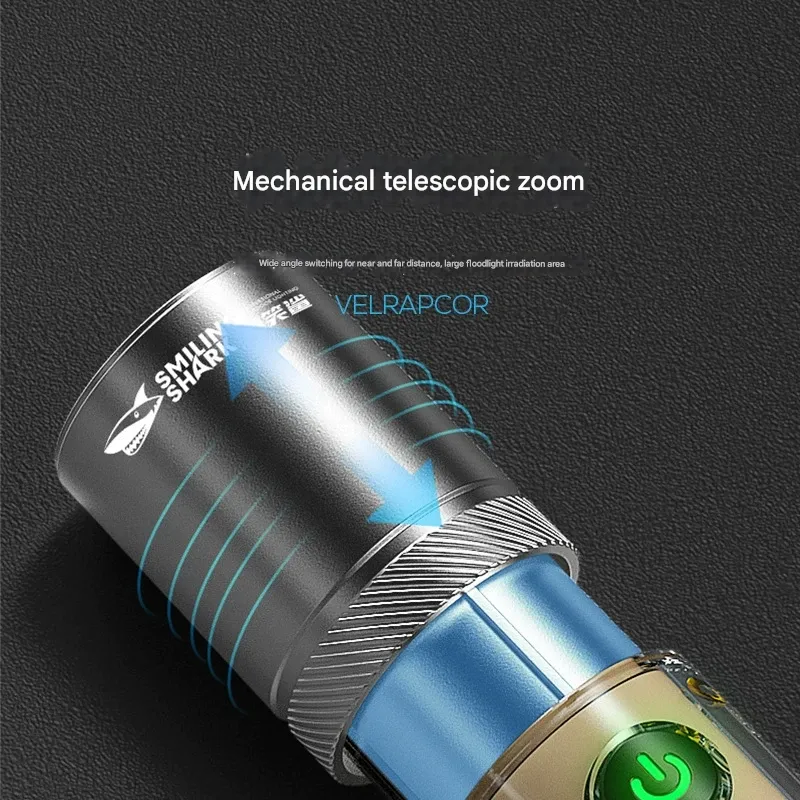 Smiling Shark Outdoor Multi-function Flashlight - High Lumen Long-Range Camping Lantern with Hook for Wide Flood Work Light