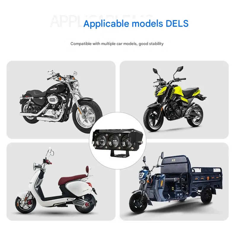 Motorjacket Auxiliary Lights  Dual-Color LED Motorcycle Auxiliary Lights  Waterproof High Low Beam Electric Motorcycle Headlight