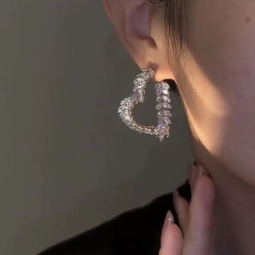 Light luxury full diamond wheat ear front and back earrings high-end zircon flower earrings exquisite small flower earrings