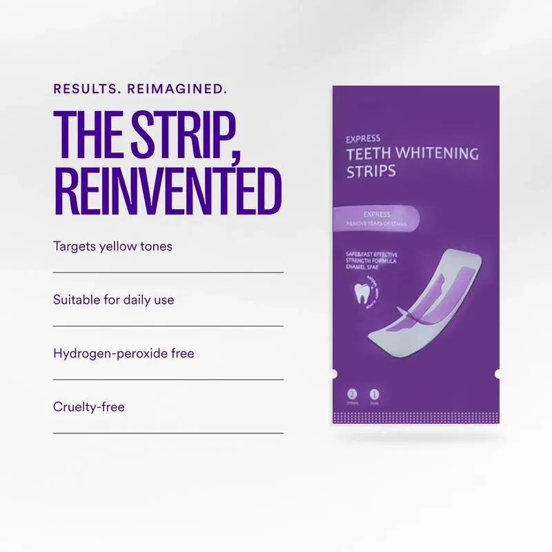 Purple Teeth Whitening Strips - Stain Remover for Yellow Teeth, Sea Salt Cleaning, Gentle & Brightening Disposable Strips