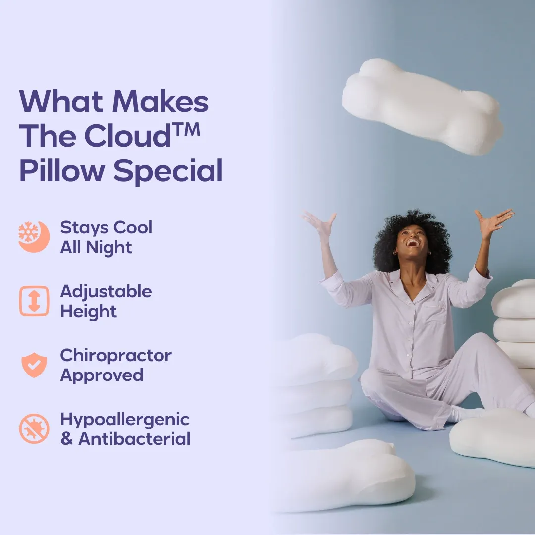 Mellow Sleep | CloudAlign Pillow + FREE Cooling Pillowcase - Ergonomic Cervical Pillow +Dual-Height Memory Foam with Cooling Pillowcase for Side Back & Stomach Sleepers Best Pillow 2026 Awarded