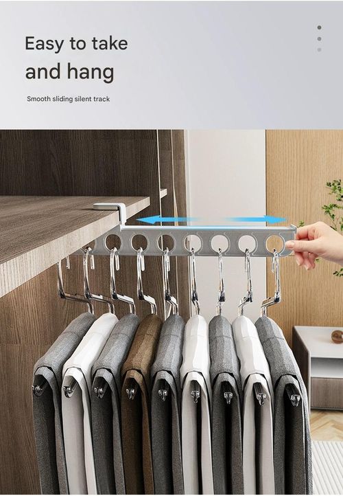 Trousers rack wholesale household pull-out slide trousers rack wardrobe storage space saving punch-free installation trousers rack telescopic support