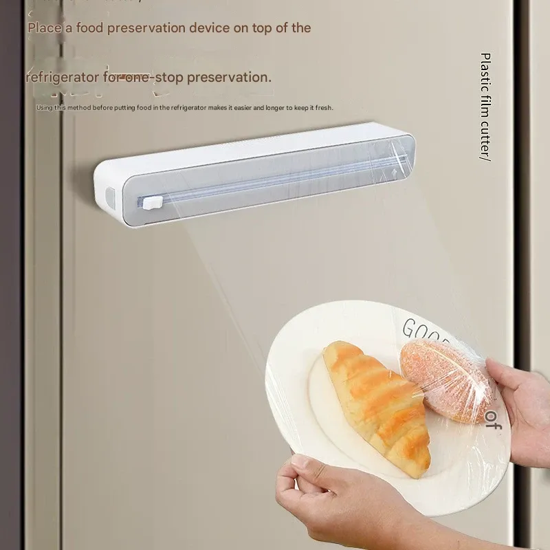 Magnetic Kitchen Plastic Wrap Cutter with Bidirectional Tightening Slide Blade