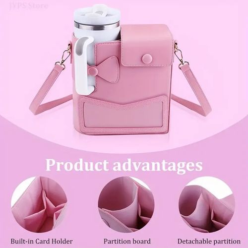 Hot selling outdoor portable shoulder strap water cup protective cover universal crossbody pink water cup storage bag Stanley Purse